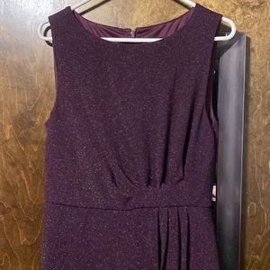 Simply Vera plum color asymmetrical dress to wear to a wedding.
